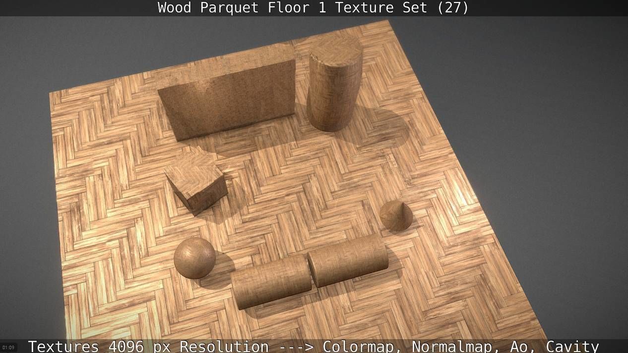 Wood Parquet Floor 1 Texture Set 27 Low-poly 3D model_37