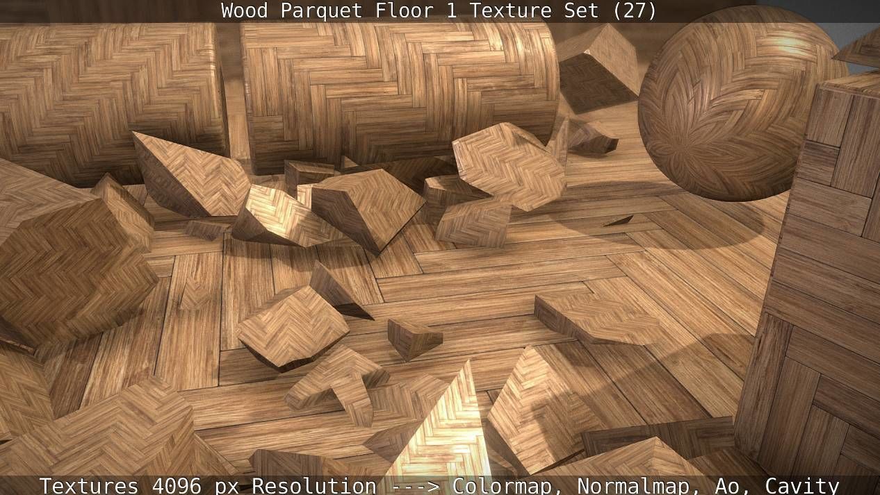 Wood Parquet Floor 1 Texture Set 27 Low-poly 3D model_21
