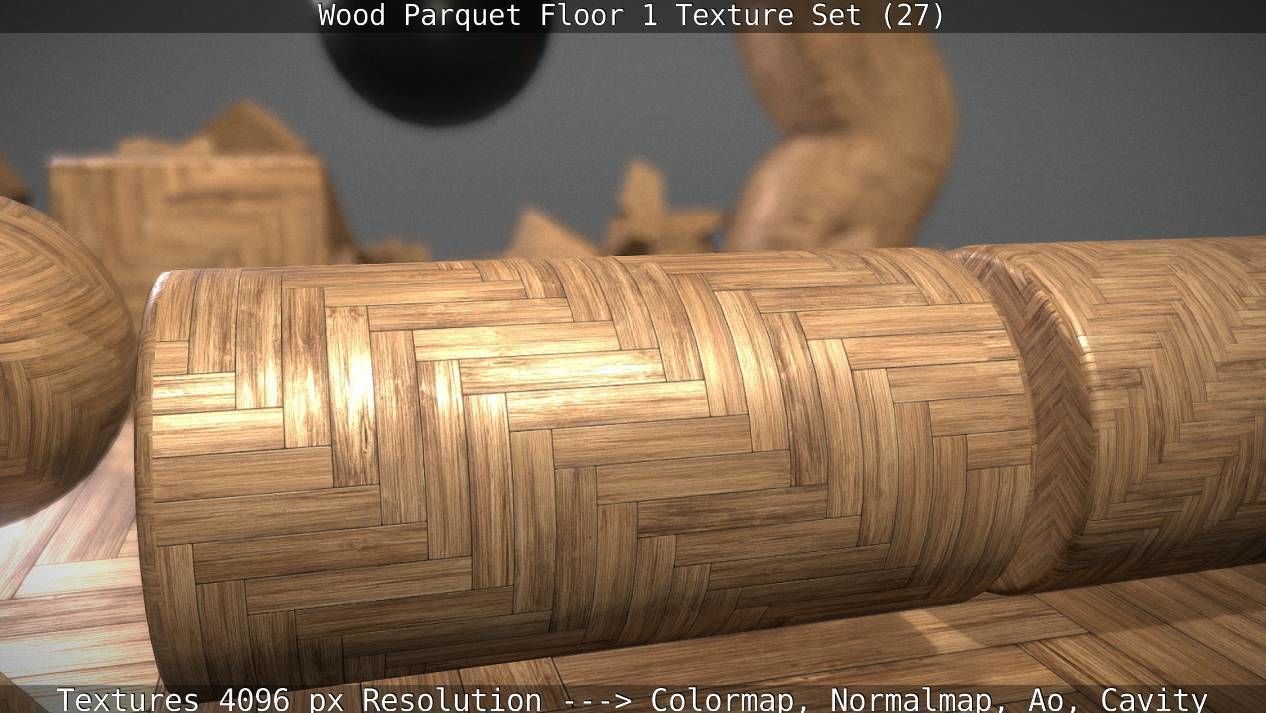 Wood Parquet Floor 1 Texture Set 27 Low-poly 3D model_57