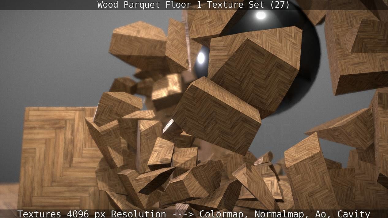 Wood Parquet Floor 1 Texture Set 27 Low-poly 3D model_80