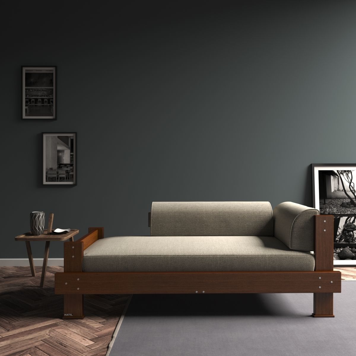 Modern divan sofa  3D model_1