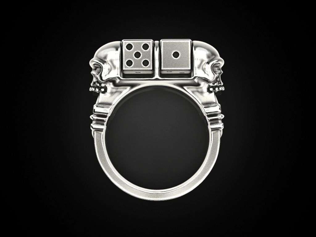 Skull Dice Ring 3D print model_15