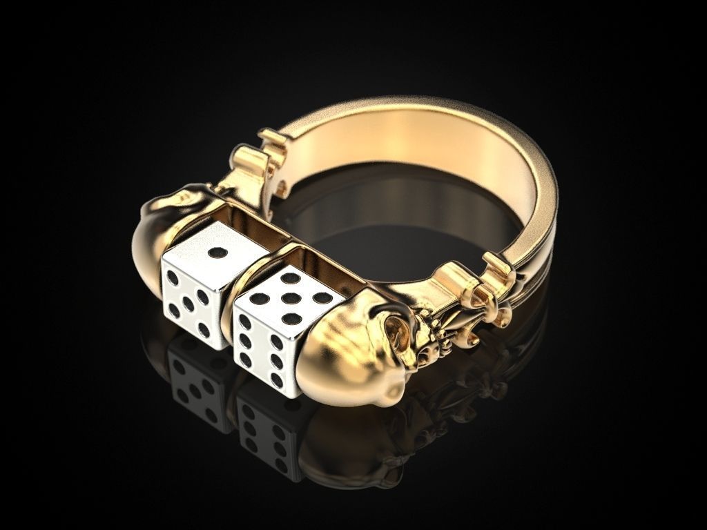 Skull Dice Ring 3D print model_9