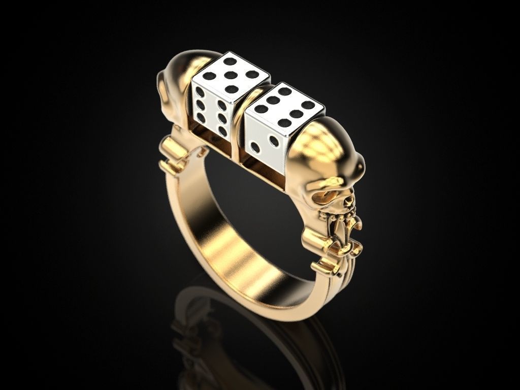 Skull Dice Ring 3D print model_7
