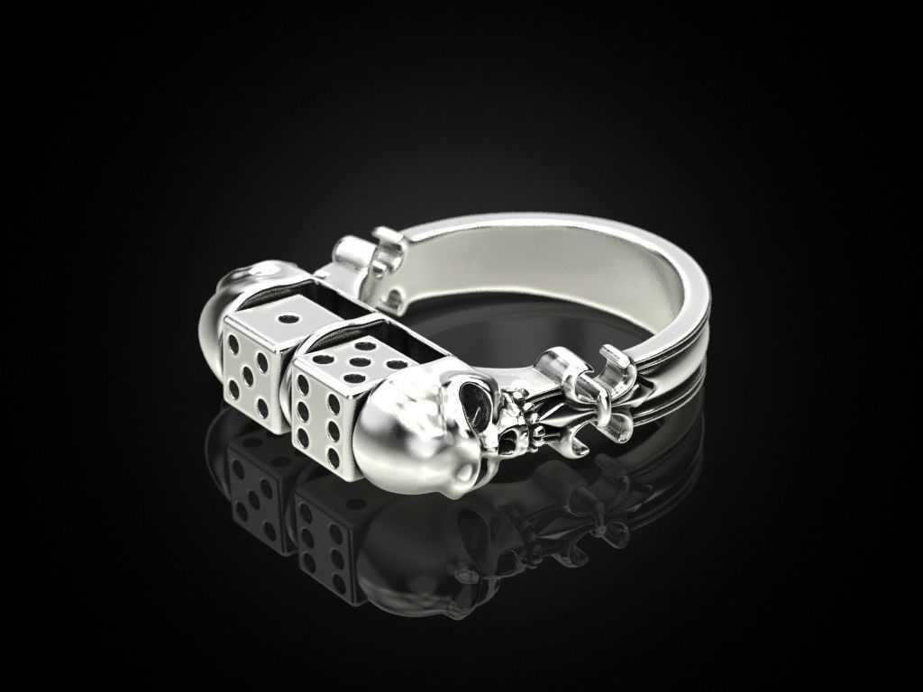 Skull Dice Ring 3D print model_13