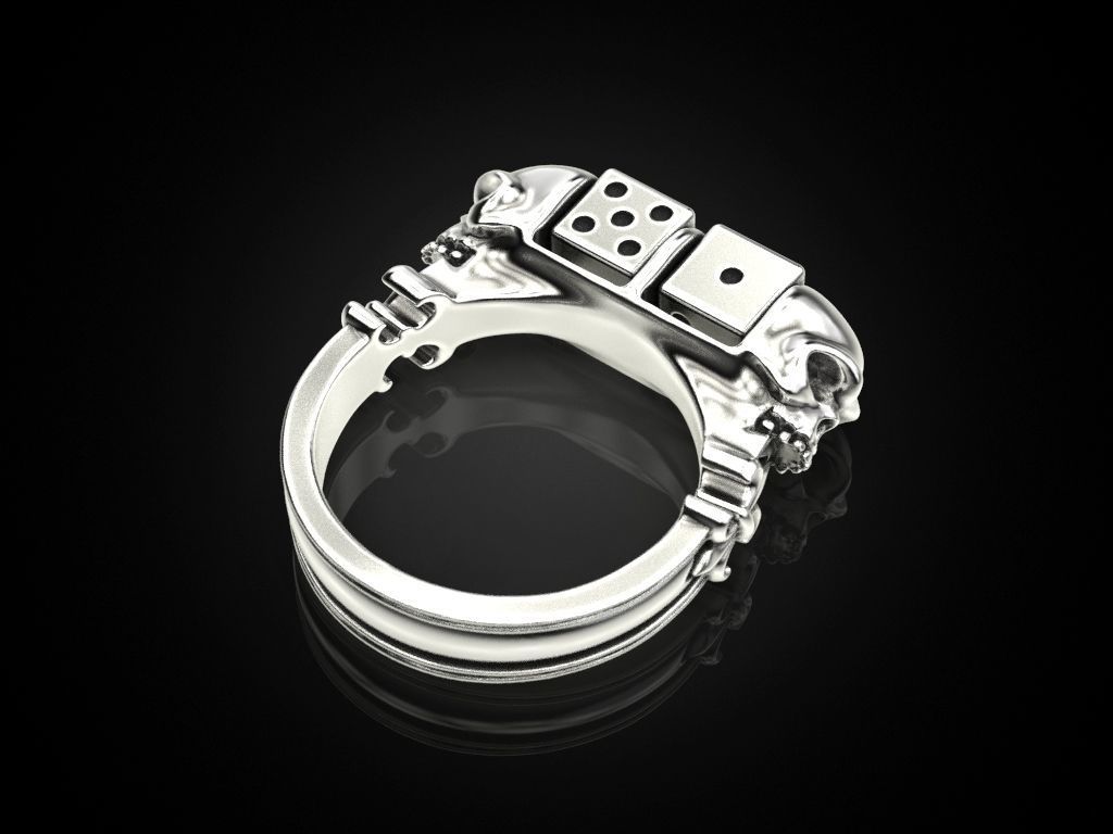 Skull Dice Ring 3D print model_17