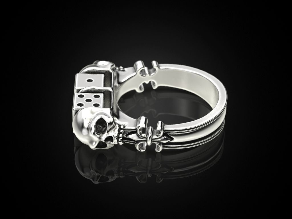 Skull Dice Ring 3D print model_16