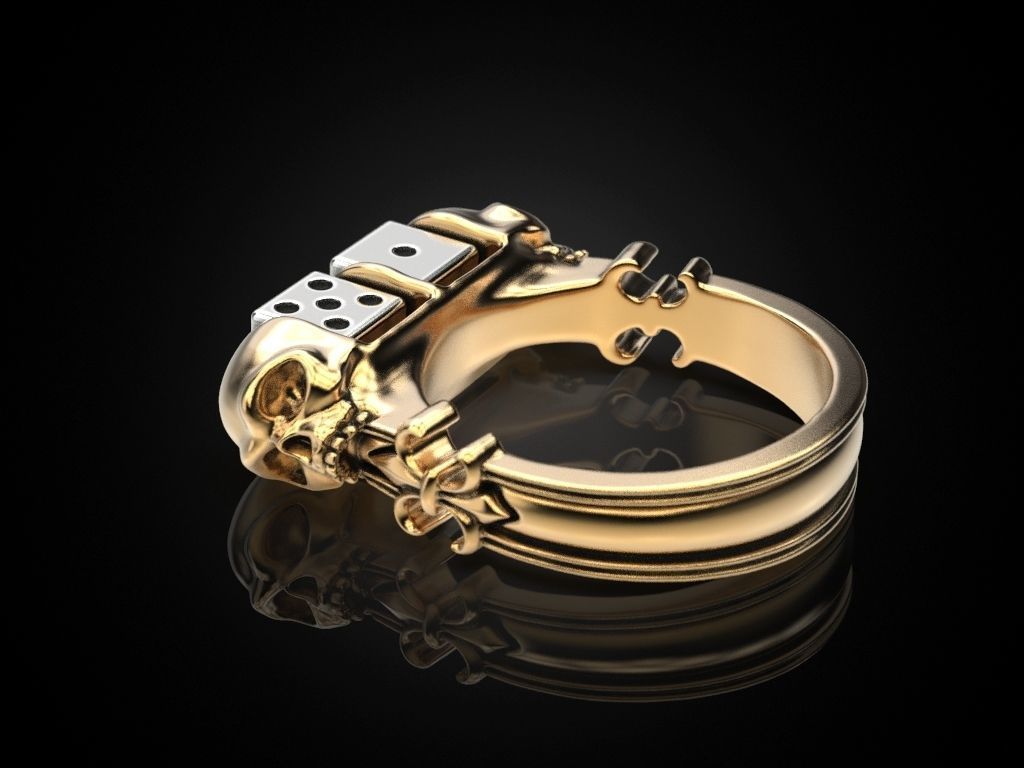 Skull Dice Ring 3D print model_10