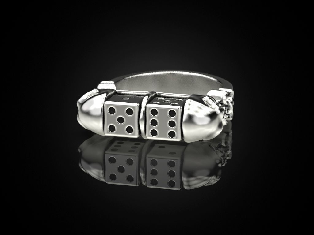 Skull Dice Ring 3D print model_14