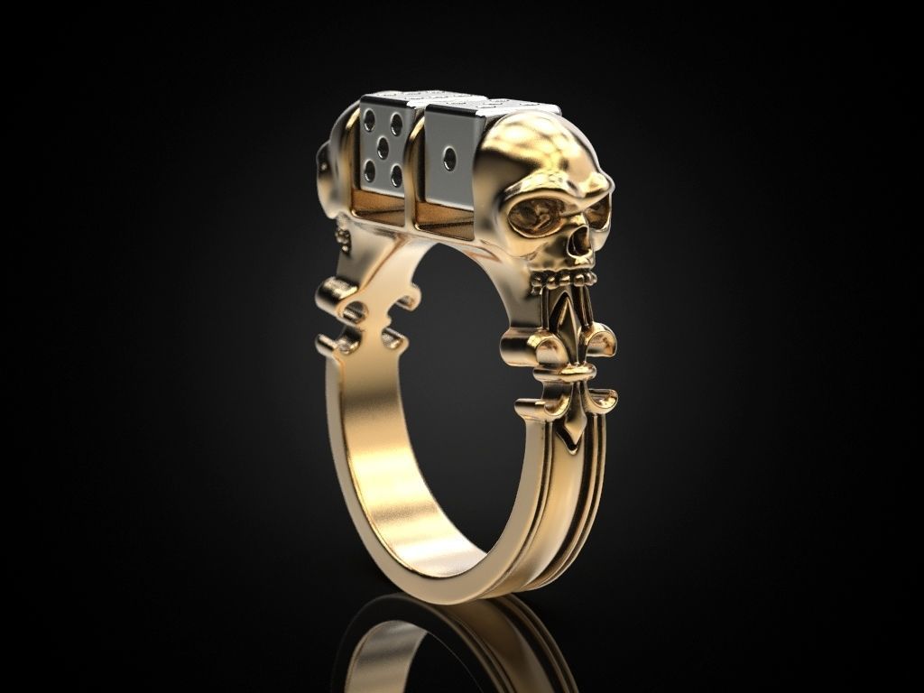 Skull Dice Ring 3D print model_5
