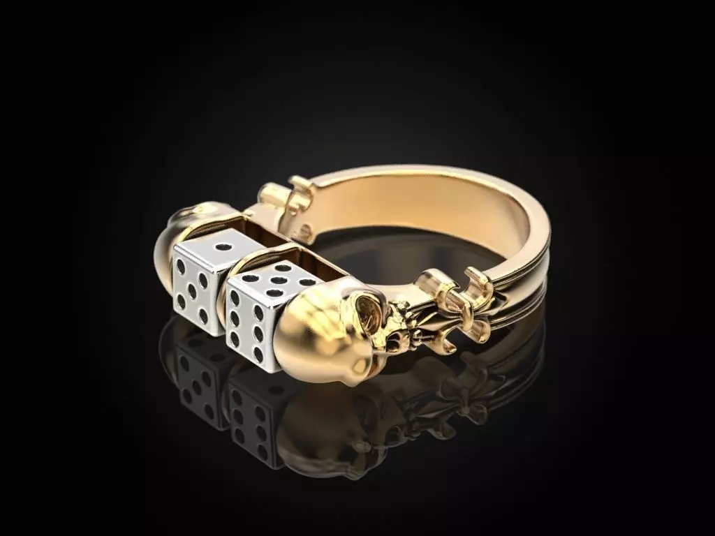 Skull Dice Ring 3D print model_0