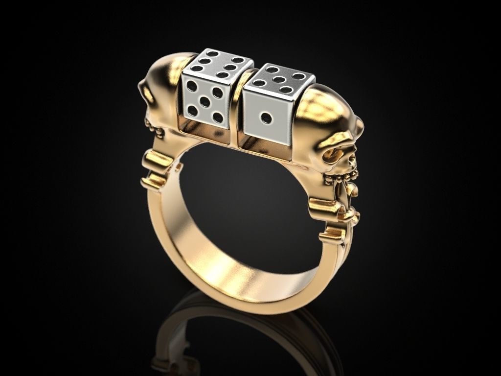 Skull Dice Ring 3D print model_2