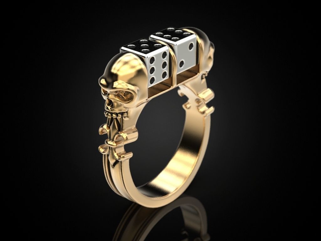 Skull Dice Ring 3D print model_3