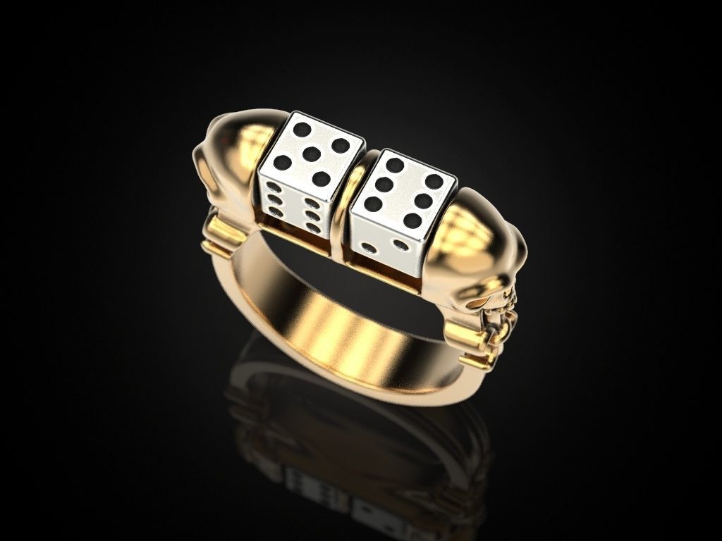 Skull Dice Ring 3D print model_8