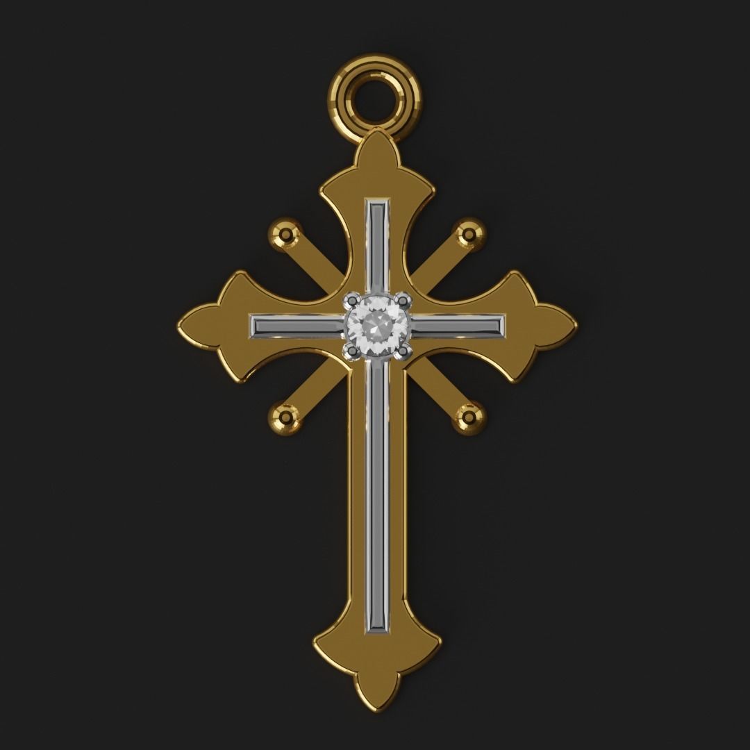 Cross two parts 3dm stl obj 3D print model_1