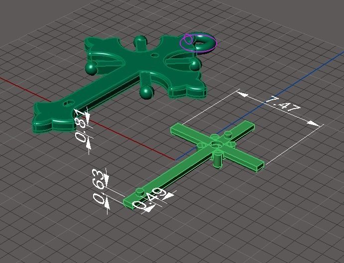 Cross two parts 3dm stl obj 3D print model_4