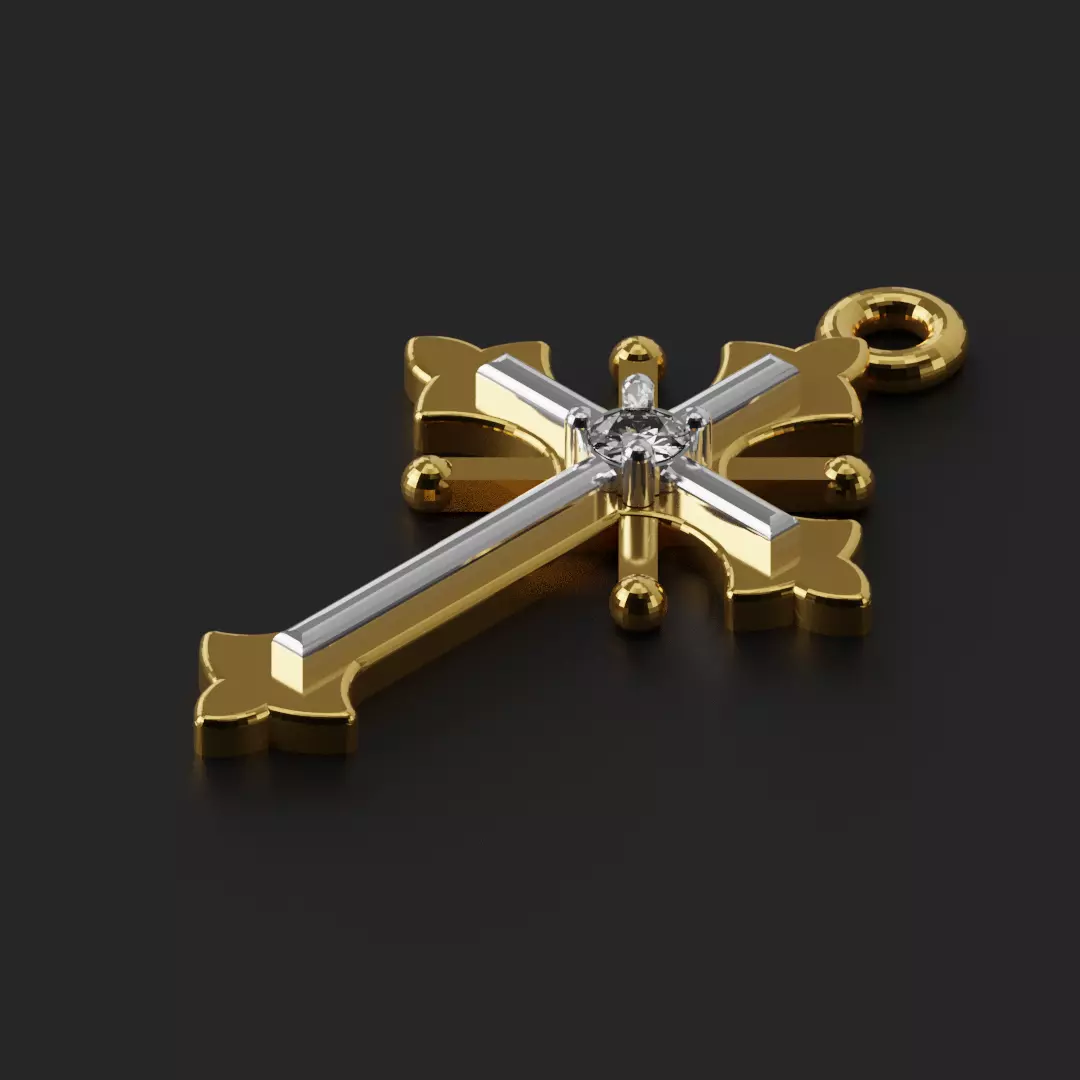 Cross two parts 3dm stl obj 3D print model_0