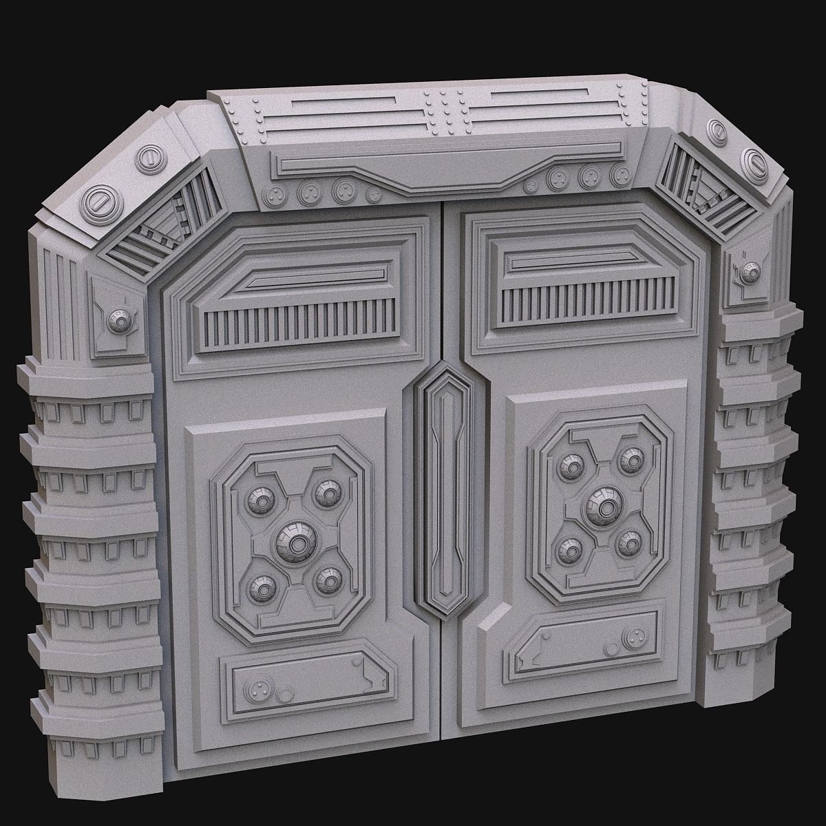 Sci fi door 3D model_6