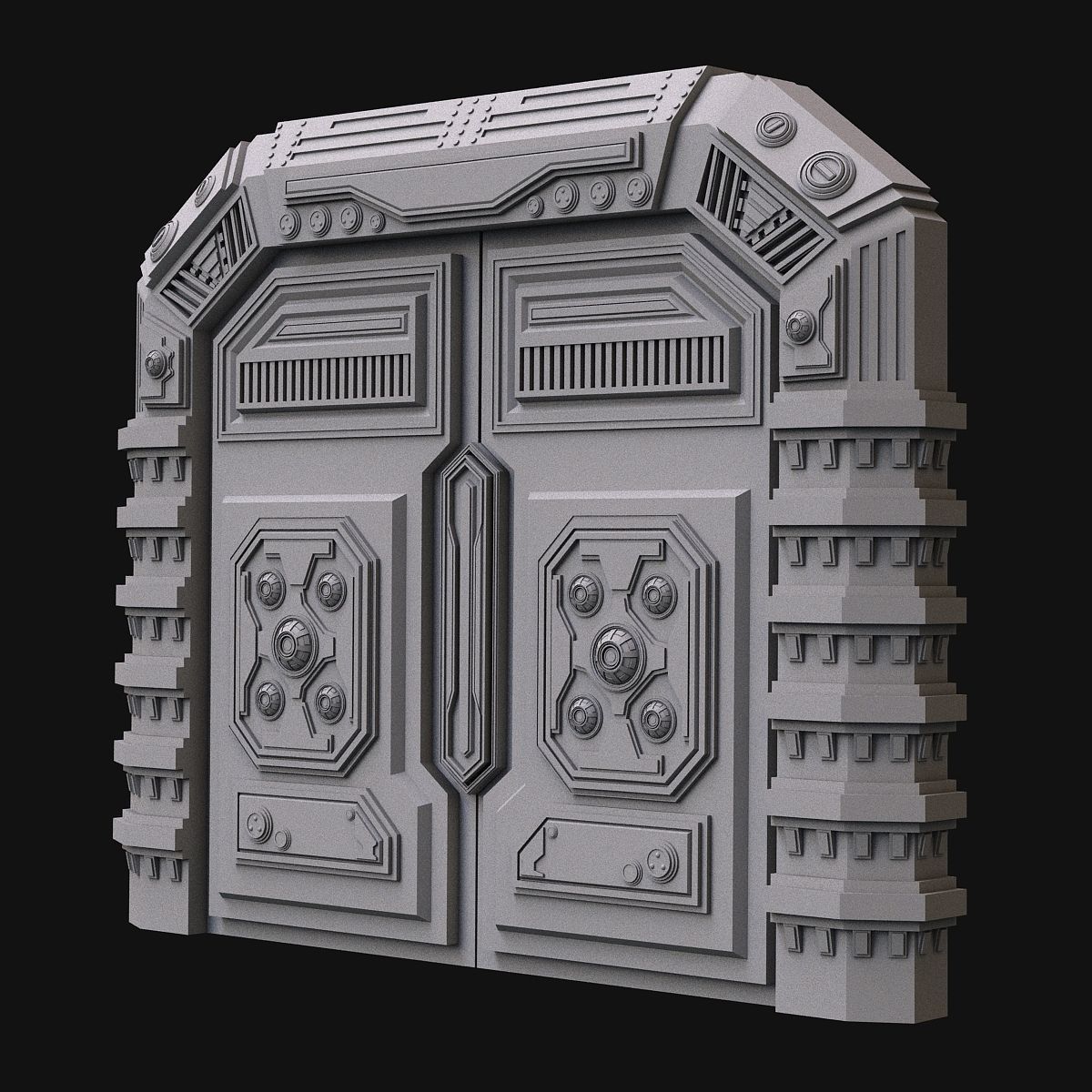 Sci fi door 3D model_1