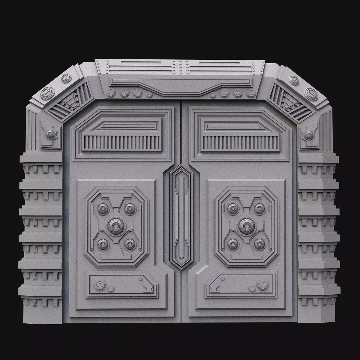 Sci fi door 3D model_0