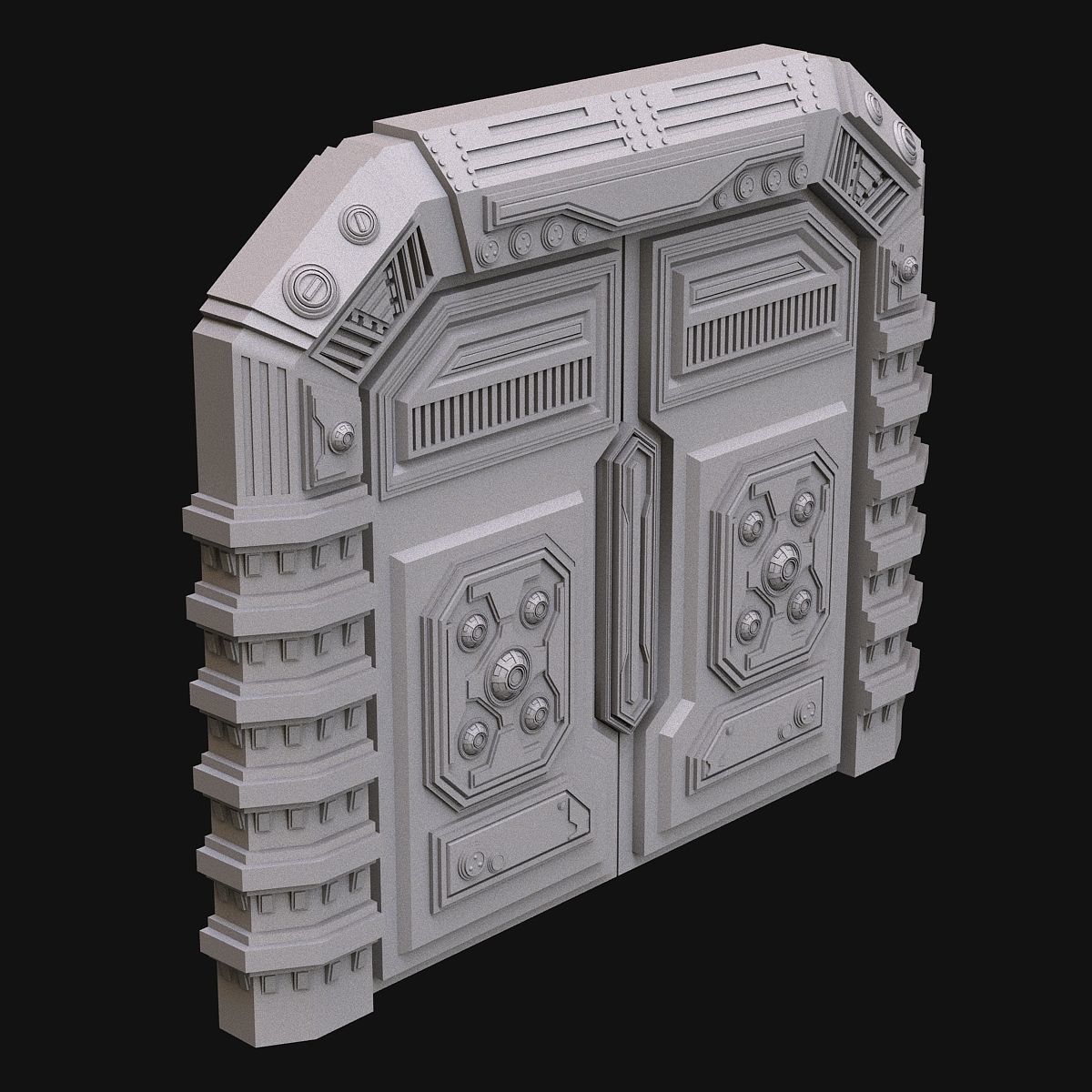 Sci fi door 3D model_4