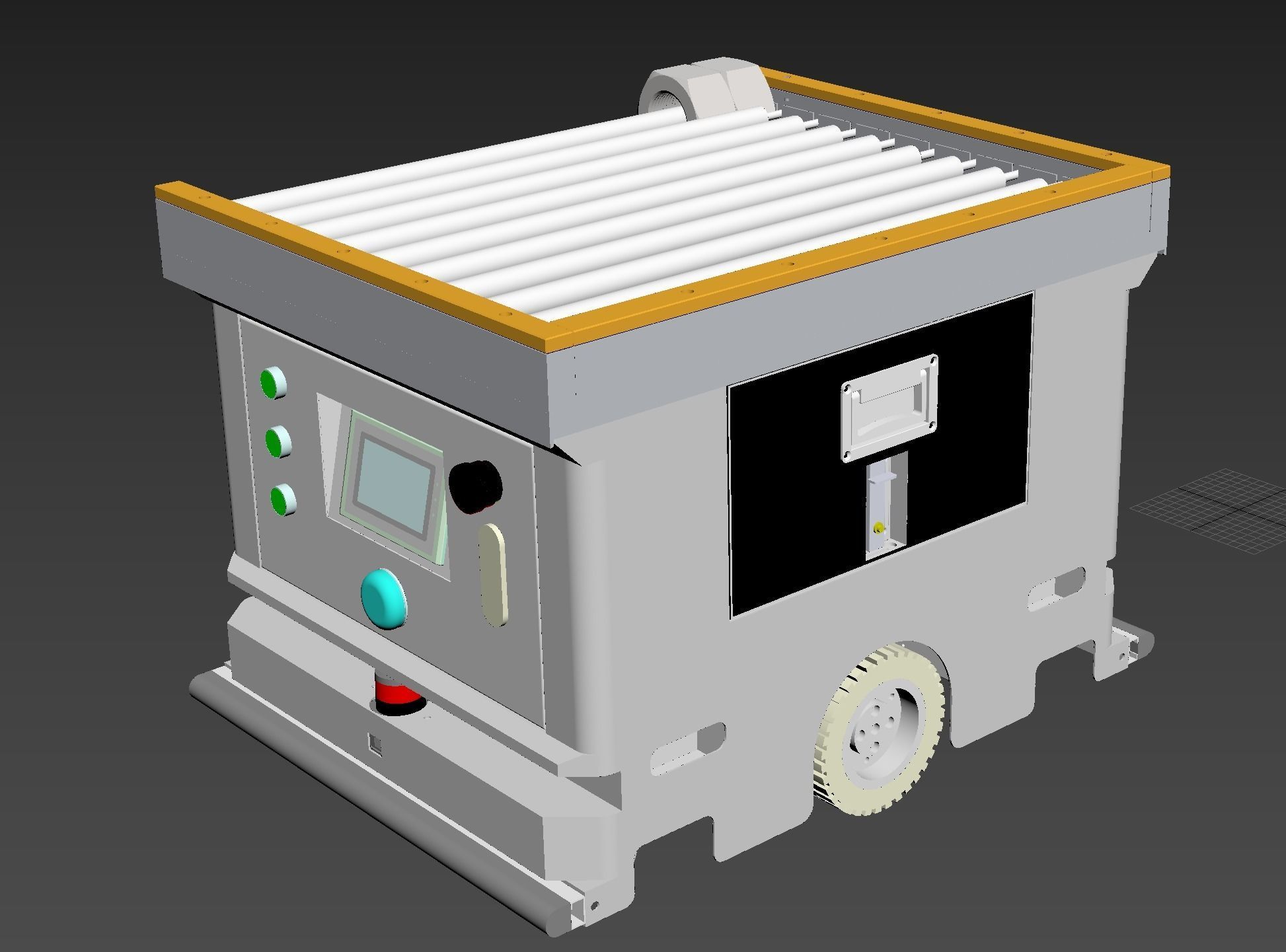 AGV carriage car of belt roller conveyor 3D model_1