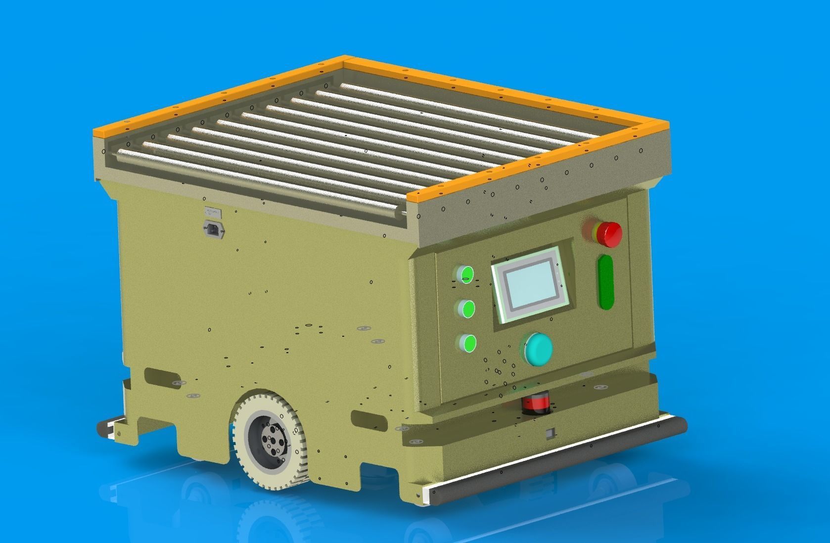 AGV carriage car of belt roller conveyor 3D model_3