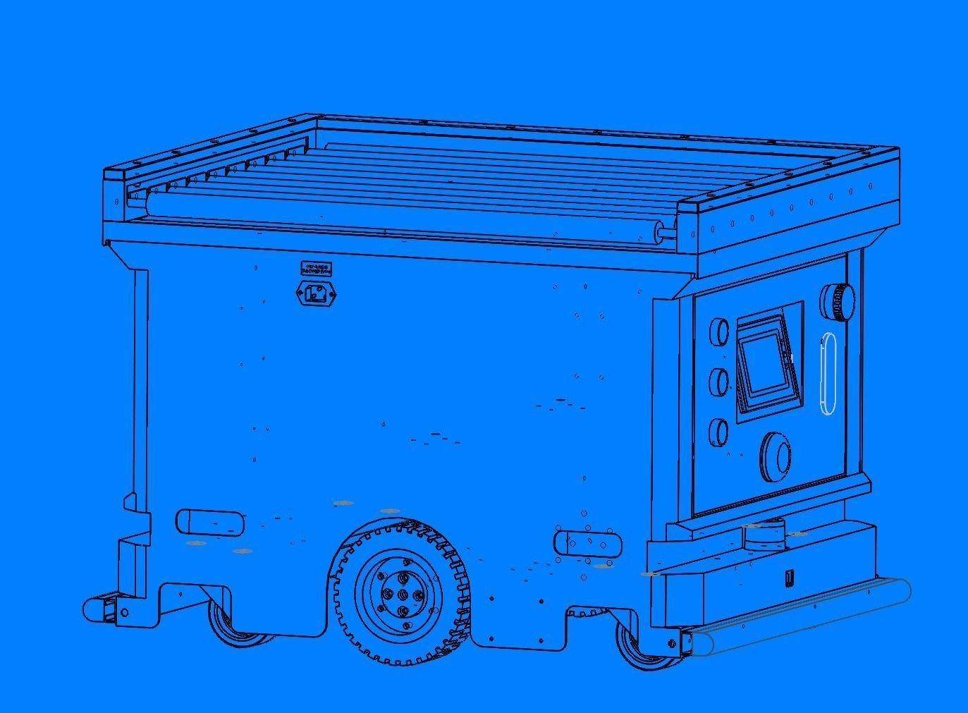 AGV carriage car of belt roller conveyor 3D model_4