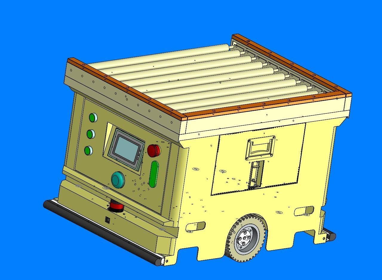 AGV carriage car of belt roller conveyor 3D model_2