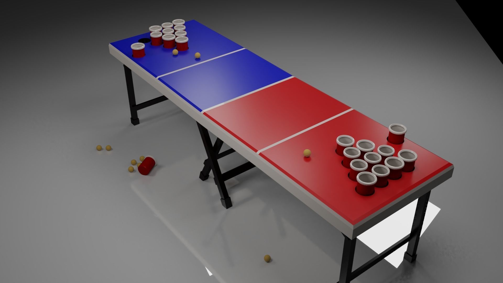 Low Poly Beer Pong Table Low-poly 3D model_1