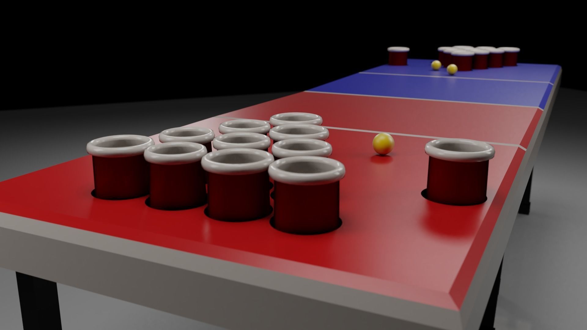 Low Poly Beer Pong Table Low-poly 3D model_2