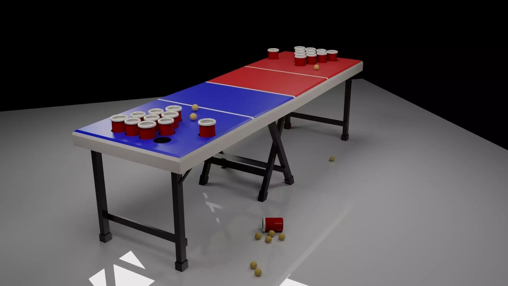 Low Poly Beer Pong Table Low-poly 3D model_0