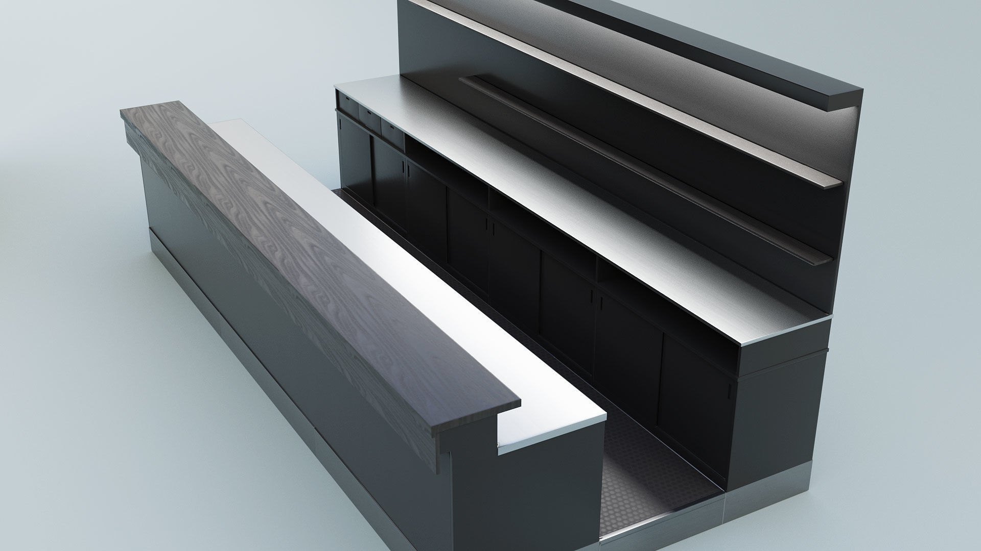 Bar Counter Low-poly 3D model_2