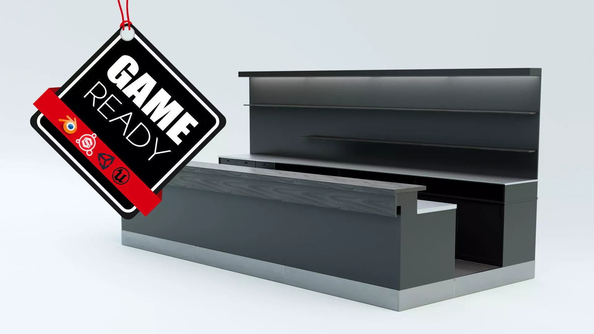 Bar Counter Low-poly 3D model_0