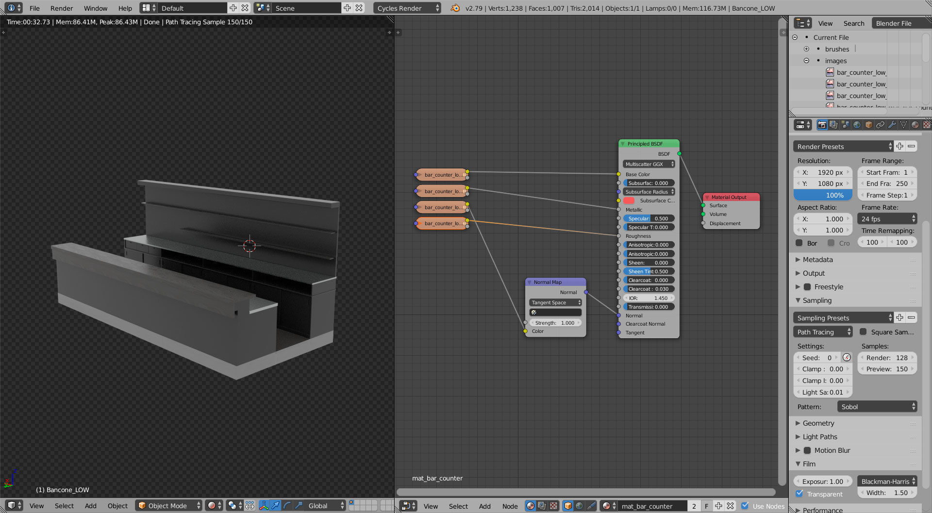 Bar Counter Low-poly 3D model_7