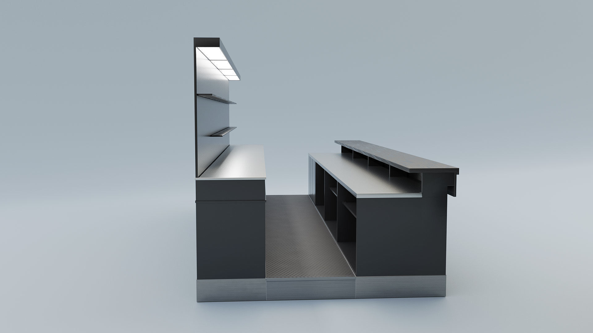 Bar Counter Low-poly 3D model_3