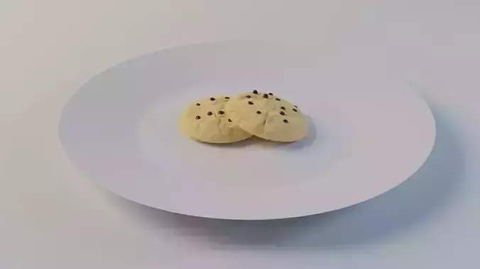 Cookies two on plate Free 3D model