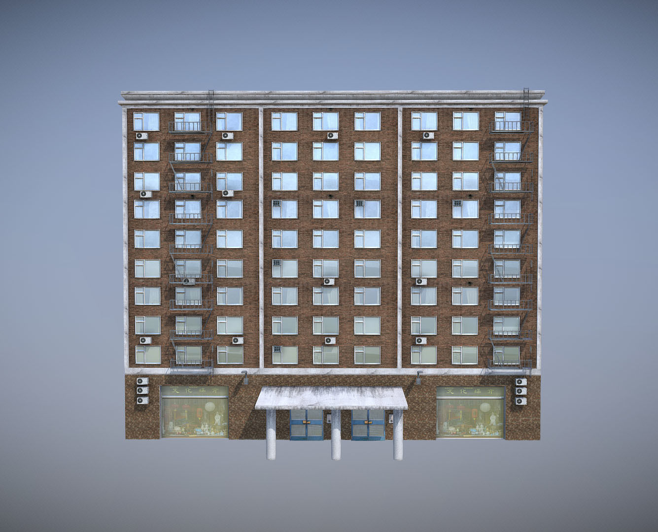 Modern Building 7 Low-poly 3D model_1