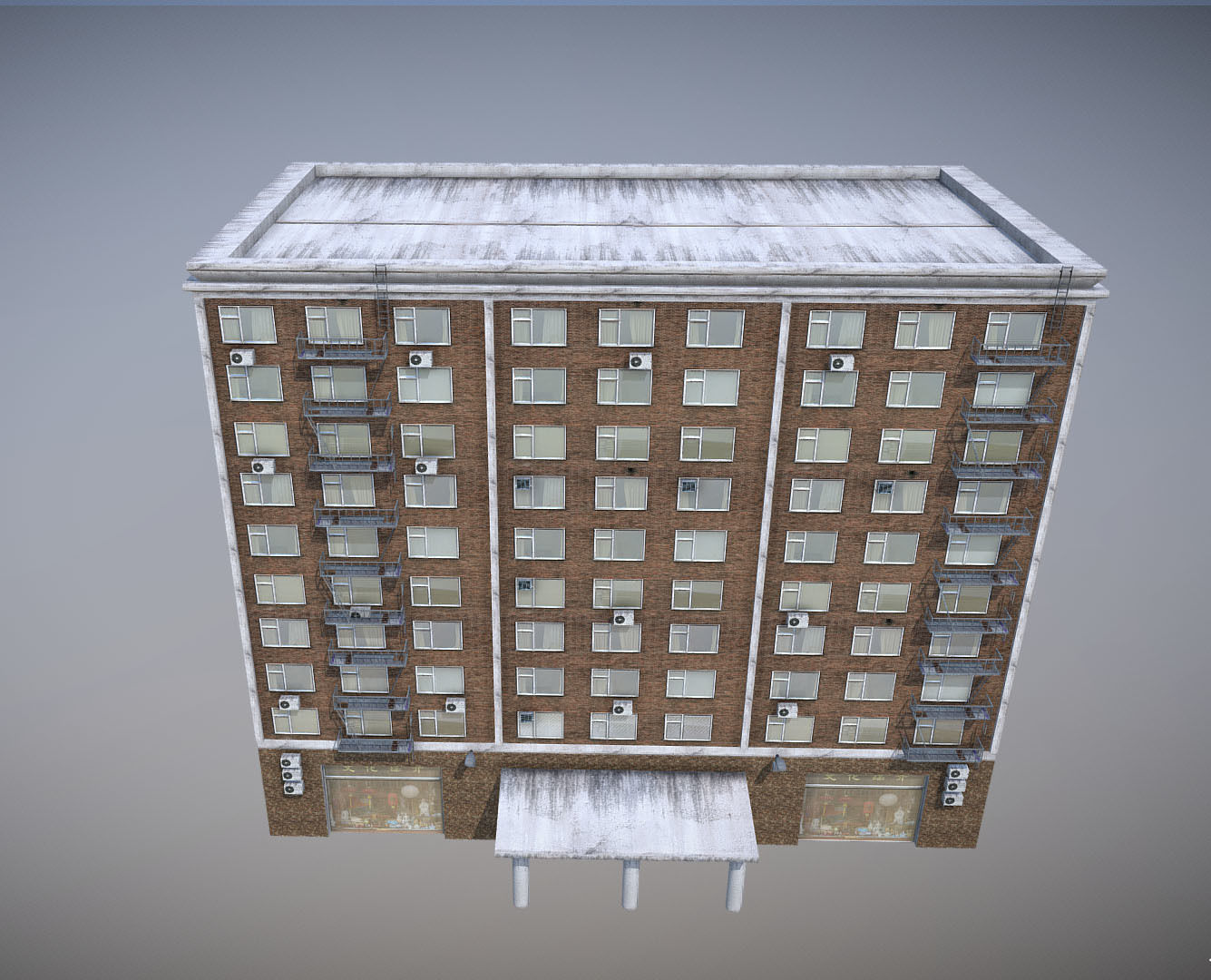 Modern Building 7 Low-poly 3D model_4