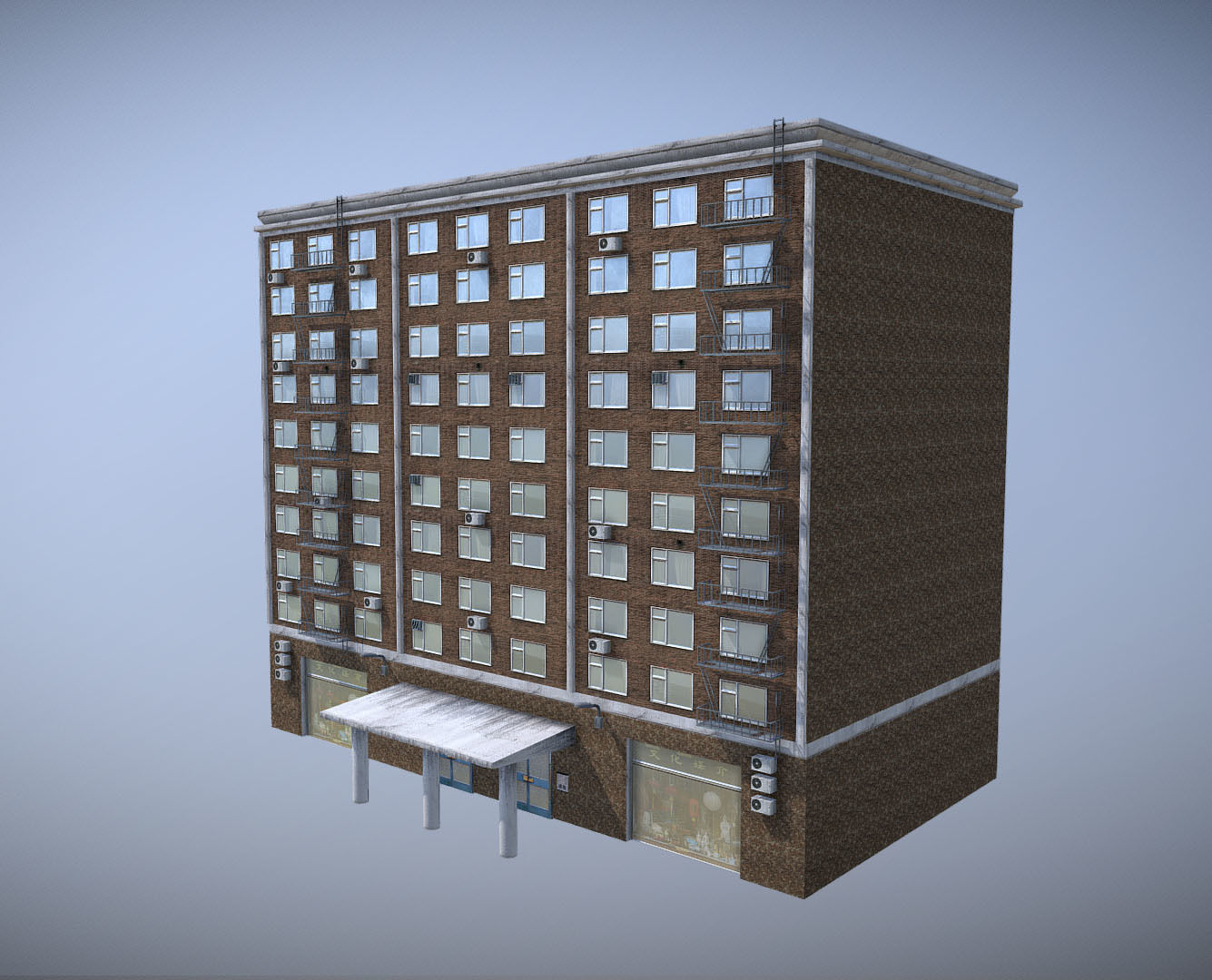 Modern Building 7 Low-poly 3D model_2