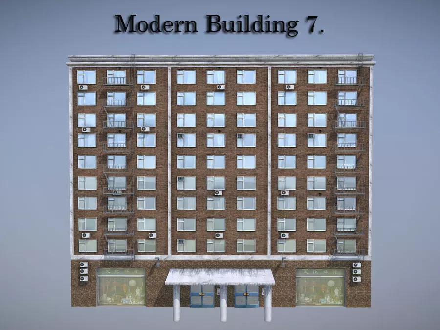 Modern Building 7 Low-poly 3D model_0