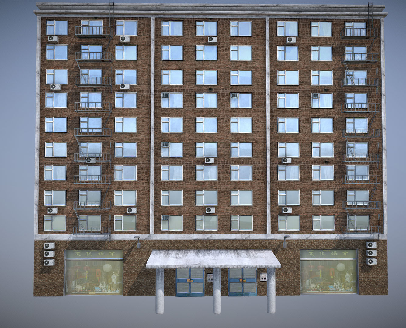 Modern Building 7 Low-poly 3D model_5