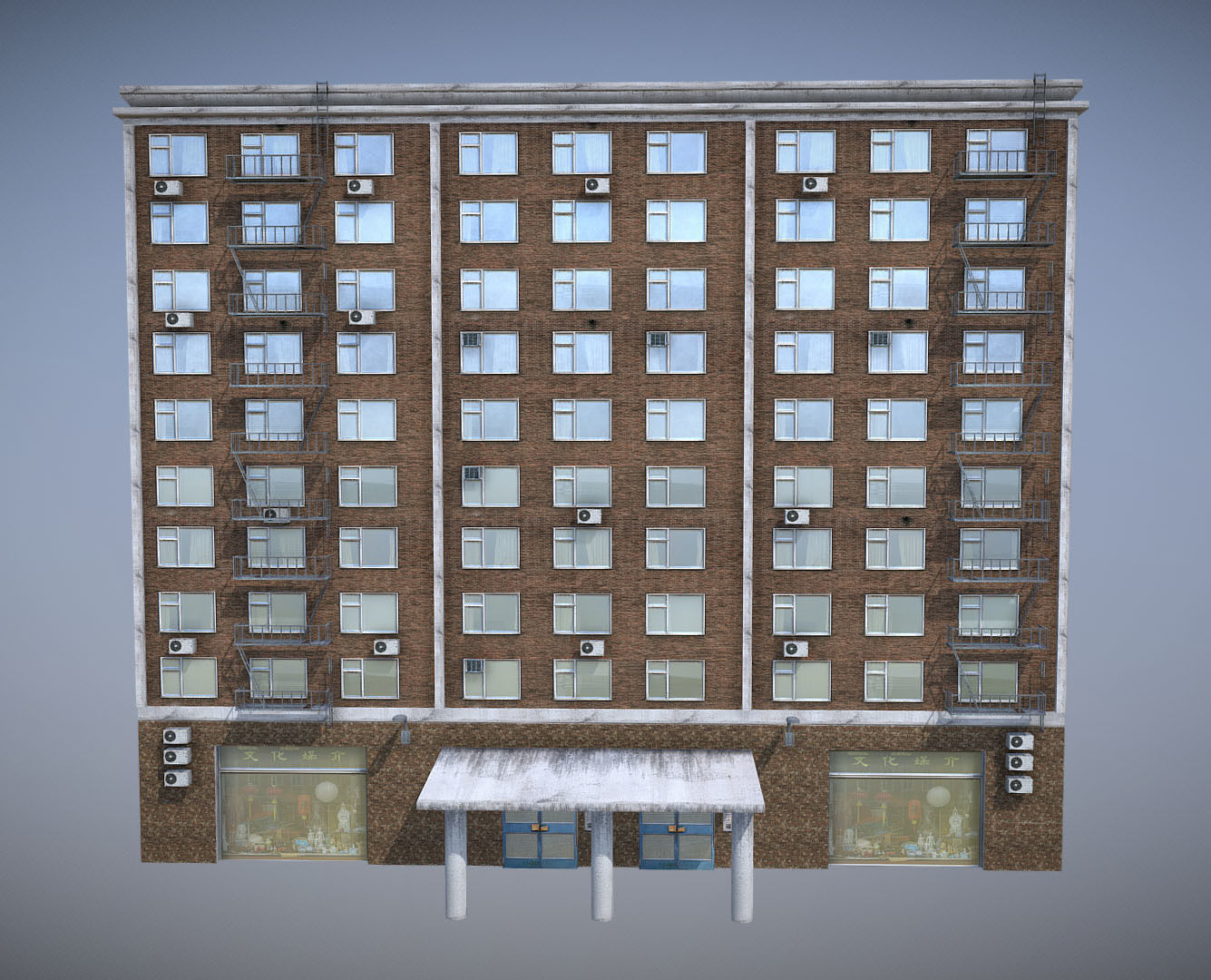 Modern Building 7 Low-poly 3D model_6