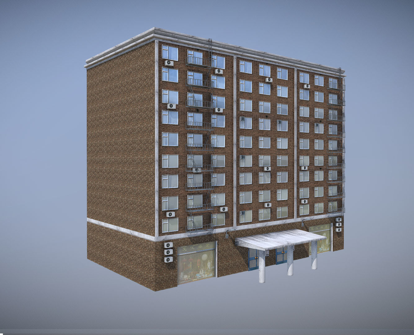 Modern Building 7 Low-poly 3D model_3