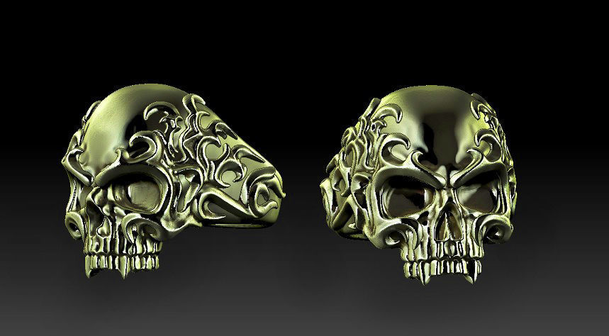 Flame skull ring 3D print model_2