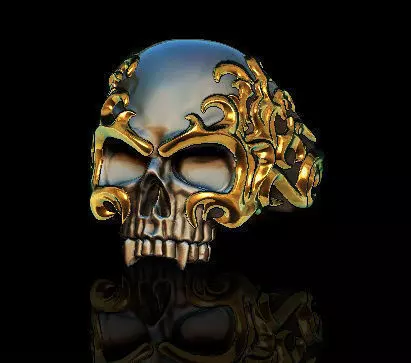 Flame skull ring 3D print model_0