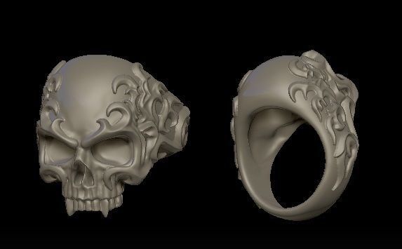 Flame skull ring 3D print model_4