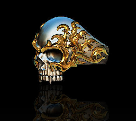Flame skull ring 3D print model_1