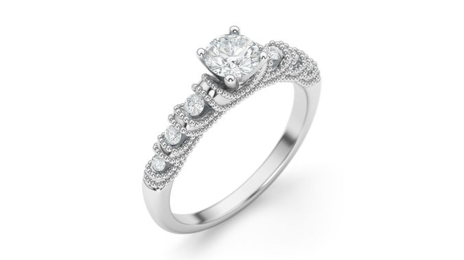 Engagement Maya Round cut ring  3D print model