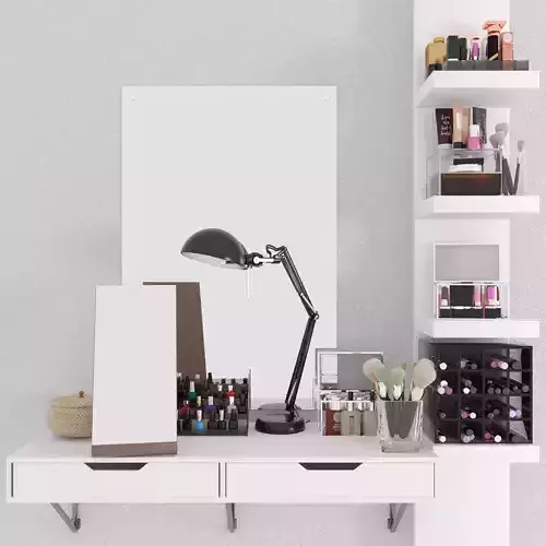Dressing table with cosmetics